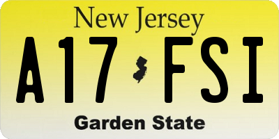 NJ license plate A17FSI