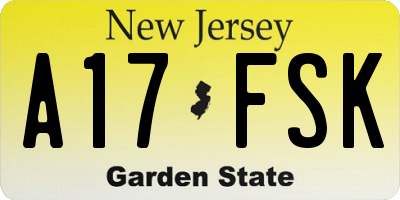 NJ license plate A17FSK