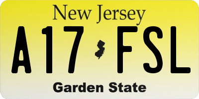 NJ license plate A17FSL