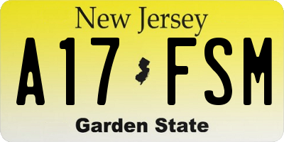 NJ license plate A17FSM