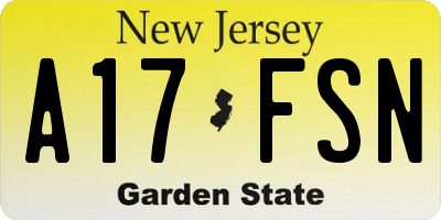NJ license plate A17FSN
