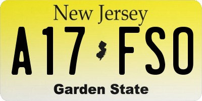 NJ license plate A17FSO
