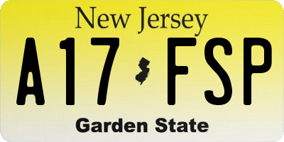 NJ license plate A17FSP