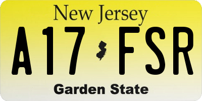NJ license plate A17FSR