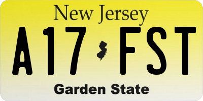 NJ license plate A17FST