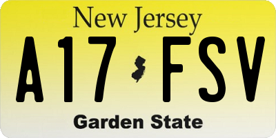 NJ license plate A17FSV