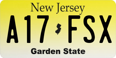 NJ license plate A17FSX