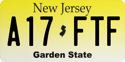 NJ license plate A17FTF