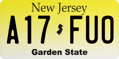 NJ license plate A17FUO