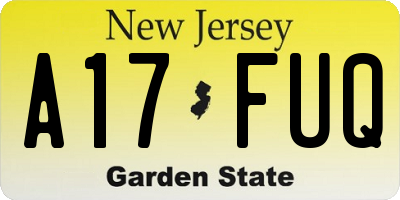 NJ license plate A17FUQ