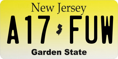 NJ license plate A17FUW