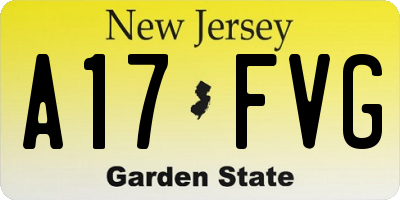 NJ license plate A17FVG