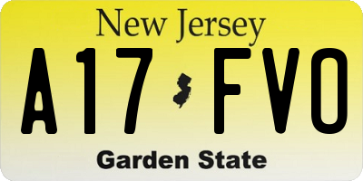 NJ license plate A17FVO