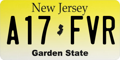 NJ license plate A17FVR