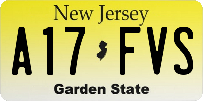 NJ license plate A17FVS