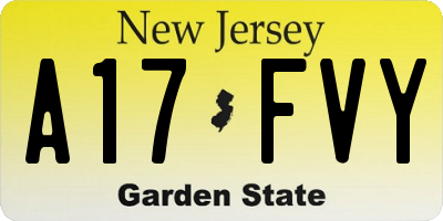 NJ license plate A17FVY