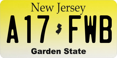 NJ license plate A17FWB