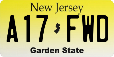 NJ license plate A17FWD