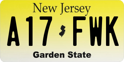 NJ license plate A17FWK