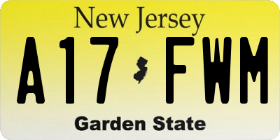 NJ license plate A17FWM