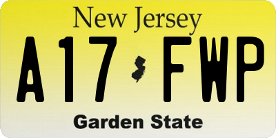 NJ license plate A17FWP