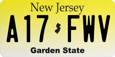 NJ license plate A17FWV