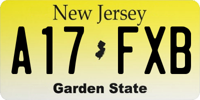 NJ license plate A17FXB