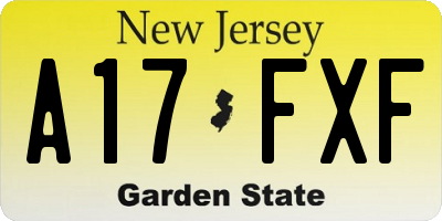 NJ license plate A17FXF
