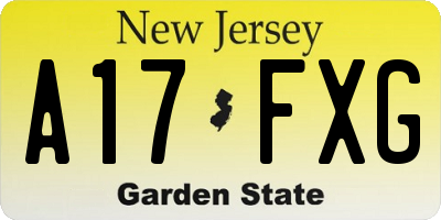 NJ license plate A17FXG