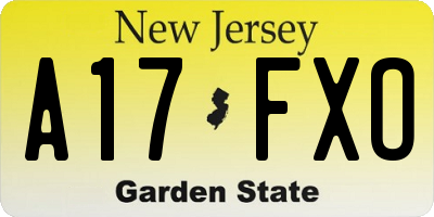 NJ license plate A17FXO