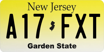 NJ license plate A17FXT