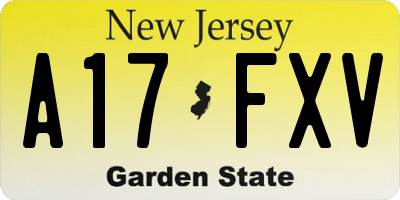 NJ license plate A17FXV