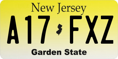 NJ license plate A17FXZ