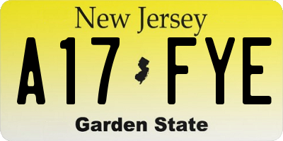 NJ license plate A17FYE