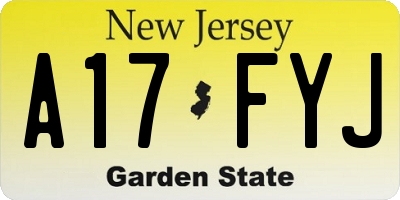 NJ license plate A17FYJ