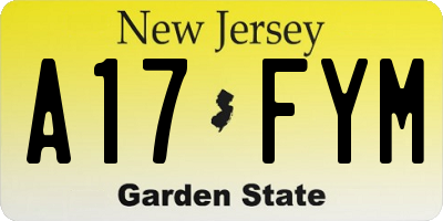 NJ license plate A17FYM