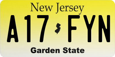 NJ license plate A17FYN