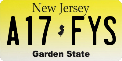 NJ license plate A17FYS