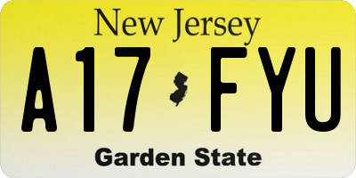 NJ license plate A17FYU