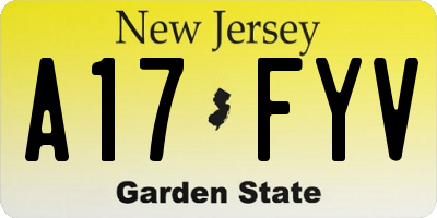 NJ license plate A17FYV