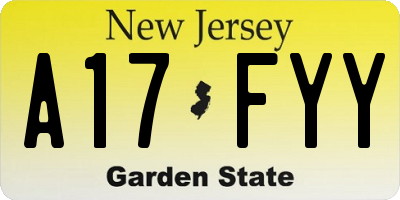 NJ license plate A17FYY