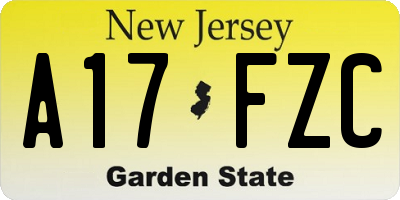 NJ license plate A17FZC