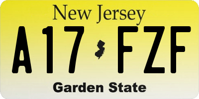 NJ license plate A17FZF