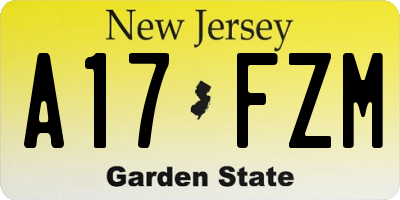 NJ license plate A17FZM