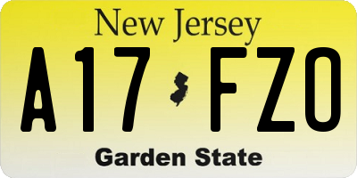 NJ license plate A17FZO