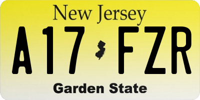 NJ license plate A17FZR