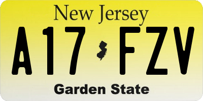 NJ license plate A17FZV