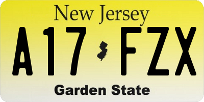 NJ license plate A17FZX
