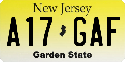 NJ license plate A17GAF