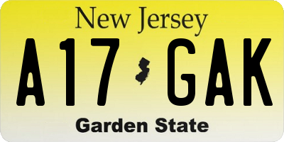 NJ license plate A17GAK